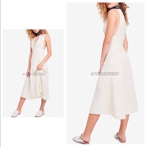 Free People Beige/Blue Striped Midi Dress